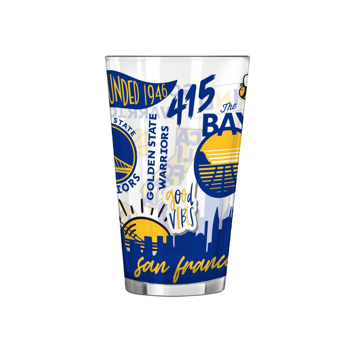 709-G16P-63 Golden State Warriors 16 oz Native Pint Glass