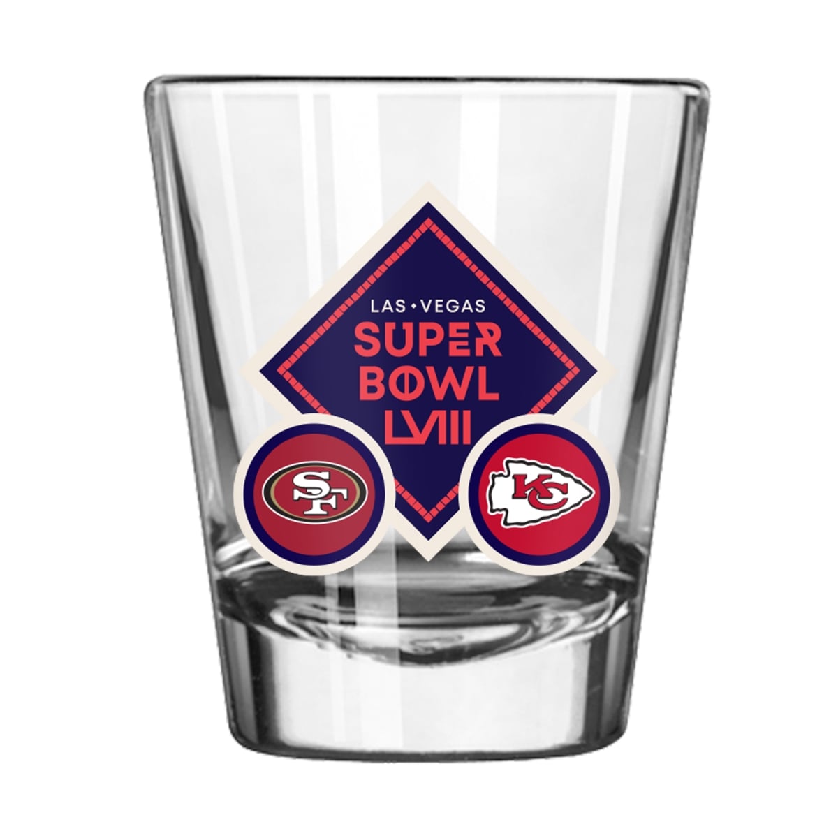 Picture of Logo Brands C4724-G2S-DL24 Super Bowl 58 2 oz Dueling Shot Glass