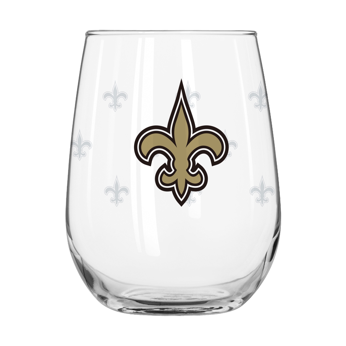 620-G16CB-10 Orleans Saints 16 oz Satin Etched Curved Beverage Glass