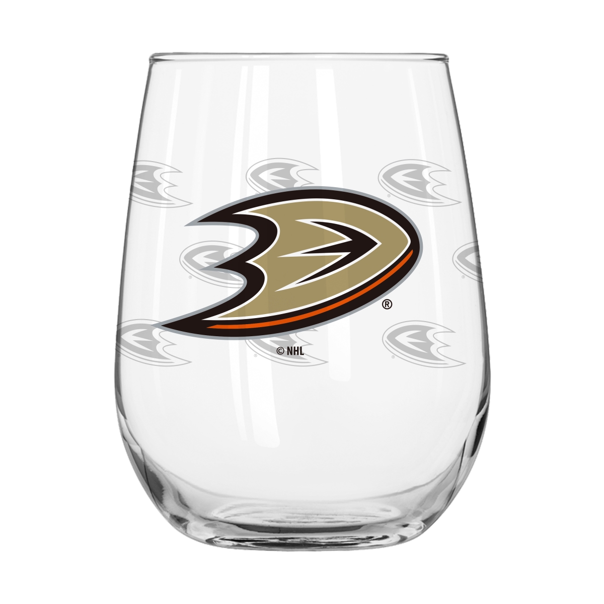 801-G16CB-10 Anaheim Ducks 16 oz Satin Etched Curved Beverage Glass