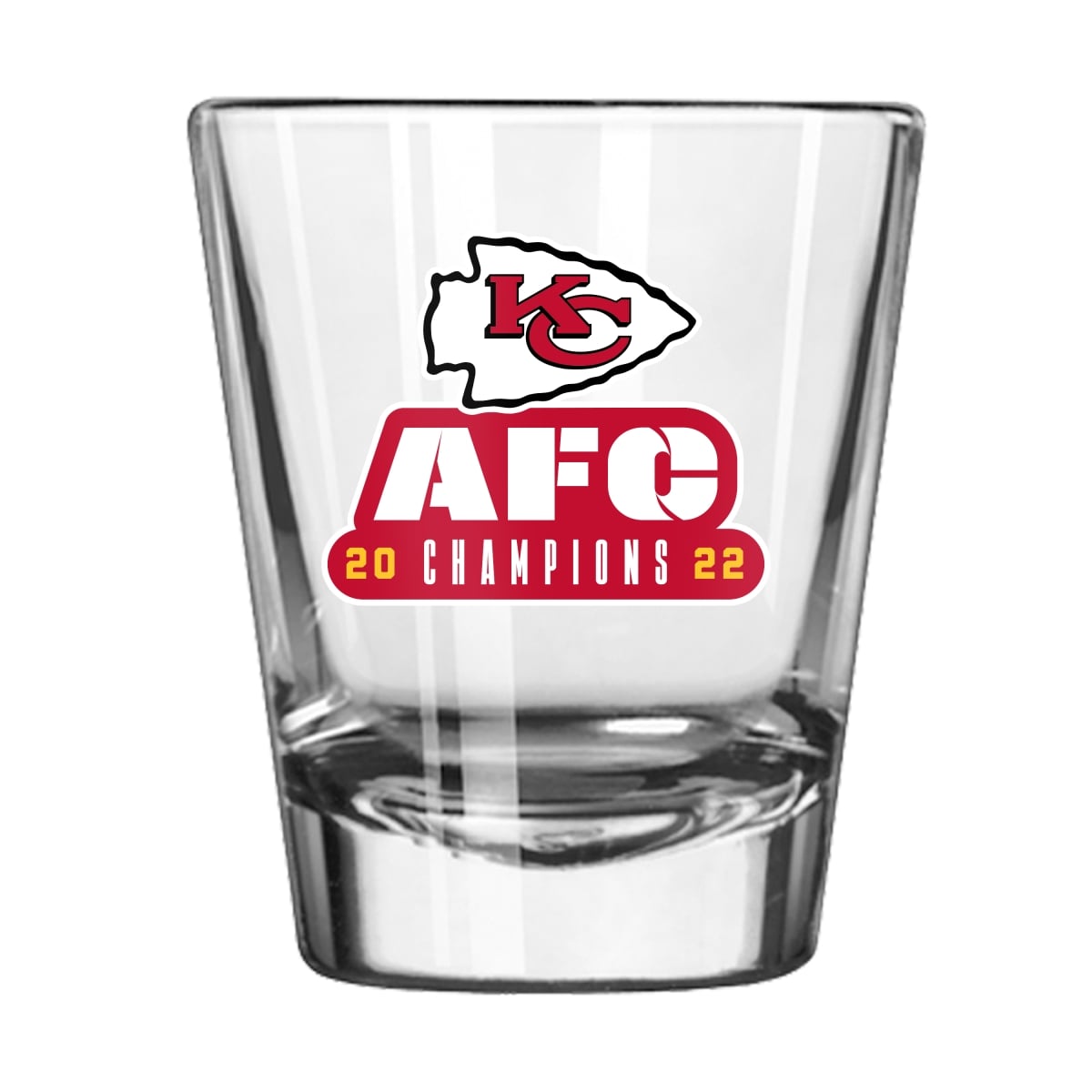 Picture of Logo Brands C4724-G2S-KC23C KC Chiefs 2 oz Conference Champs Shot Glass