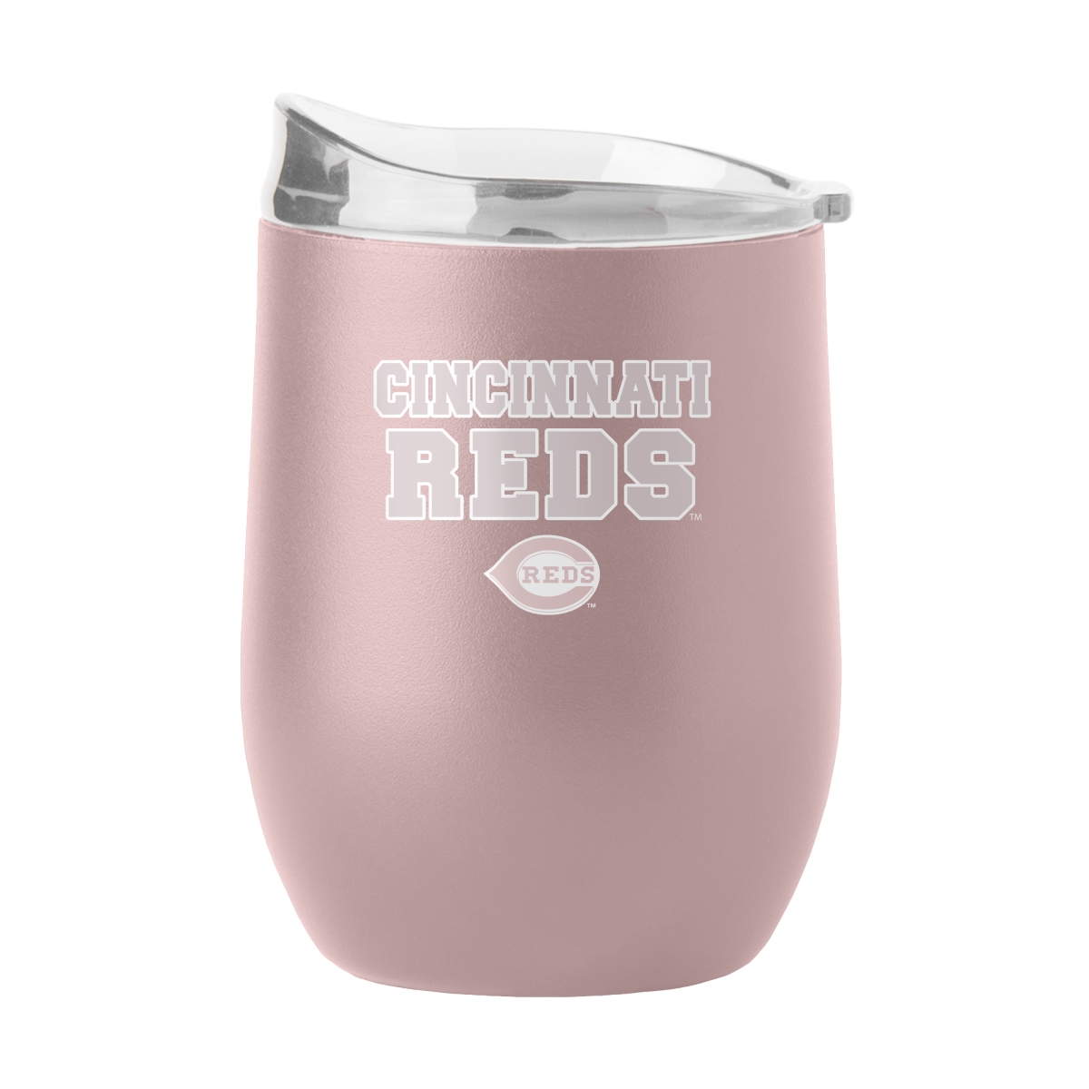 508-S16PB-DSK-48 Cincinnati Reds 16 oz Stencil Powder Coat Curved Beverage
