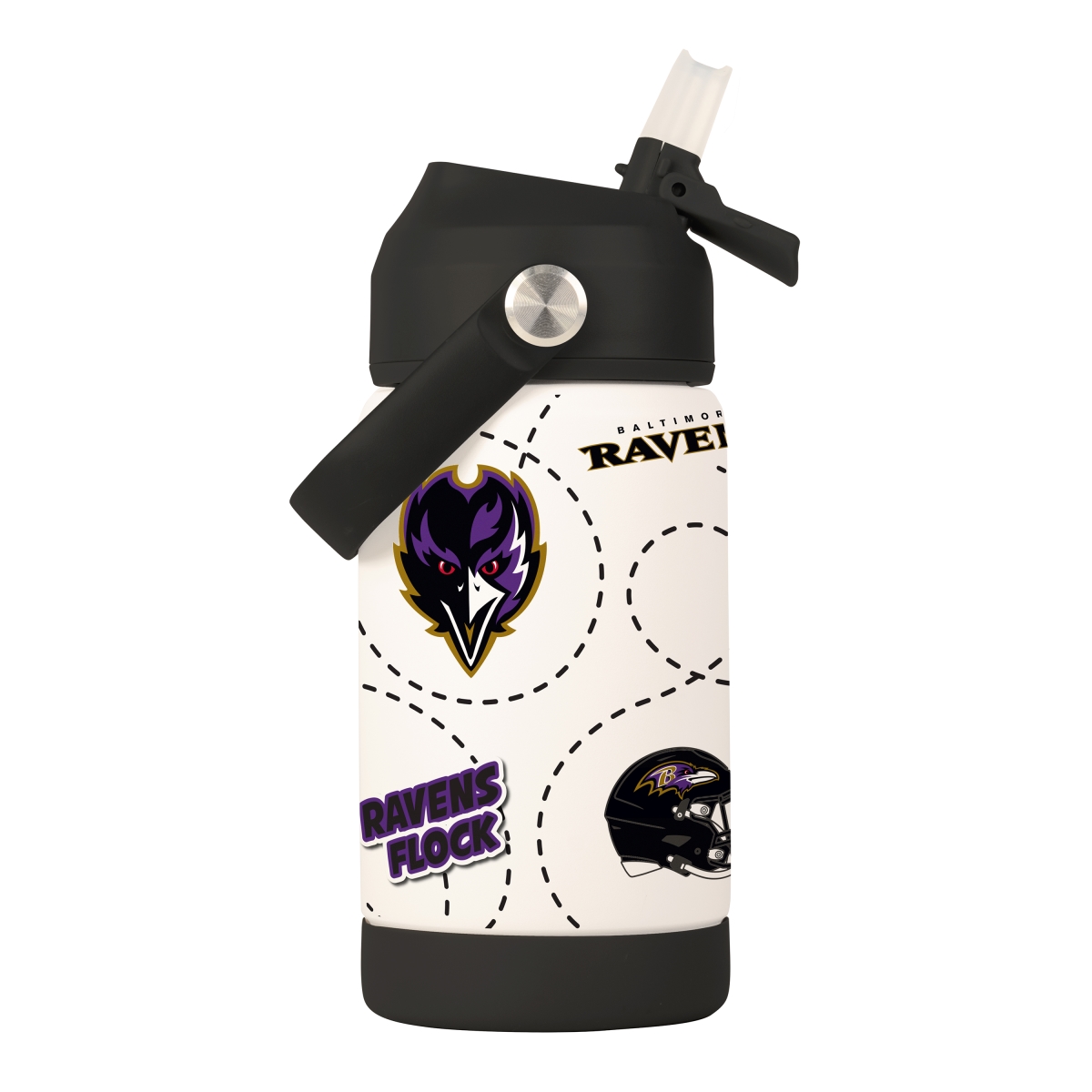 603-S12KB-MSK 12 oz Baltimore Ravens Mascot Stainless Steel Kids Bottle