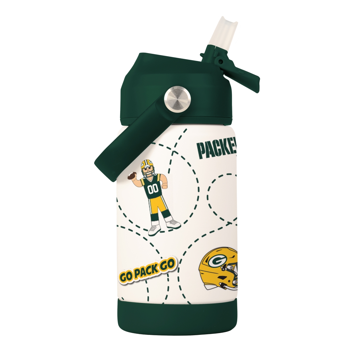 612-S12KB-MSK 12 oz Green Bay Packers Mascot Stainless Steel Kids Bottle