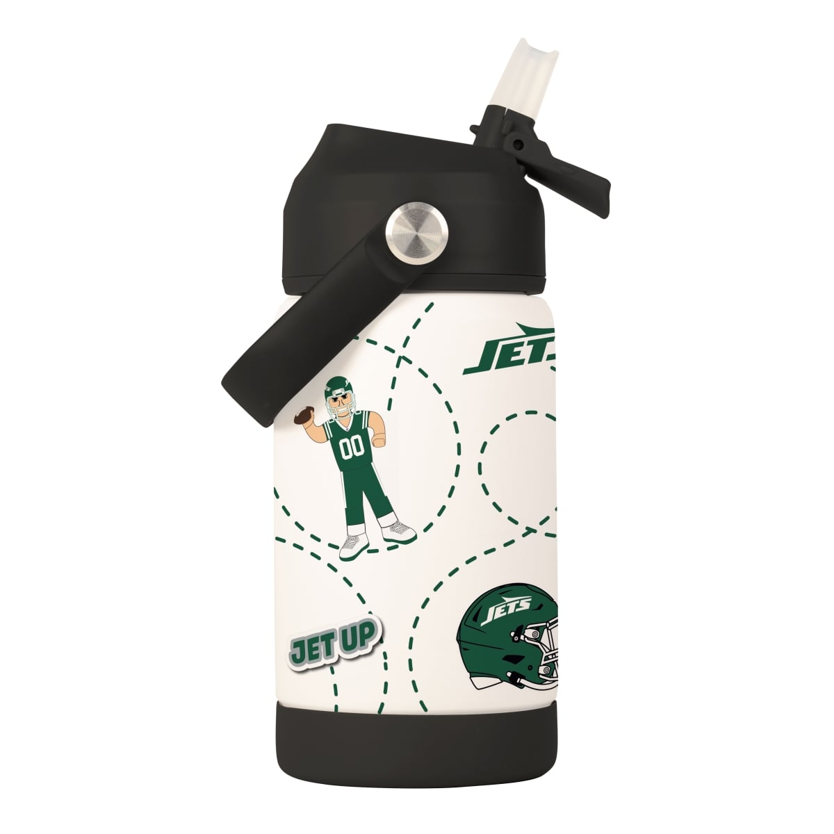 622-S12KB-MSK 12 oz   York Jets Mascot Stainless Steel Kids Bottle