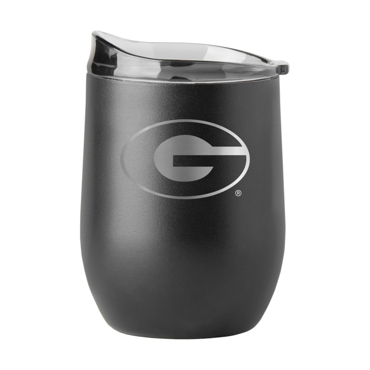 16 oz NCAA Georgia Etch Black Powder Coat Curved Beverage