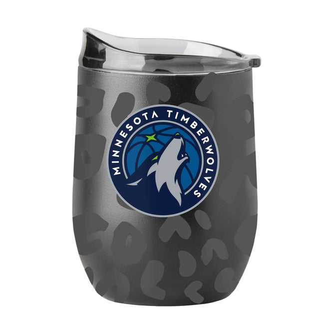 175-S16PB-BLK-33 16 oz NFL Minnesota Leopard Black Powdercoat Curved Beverage