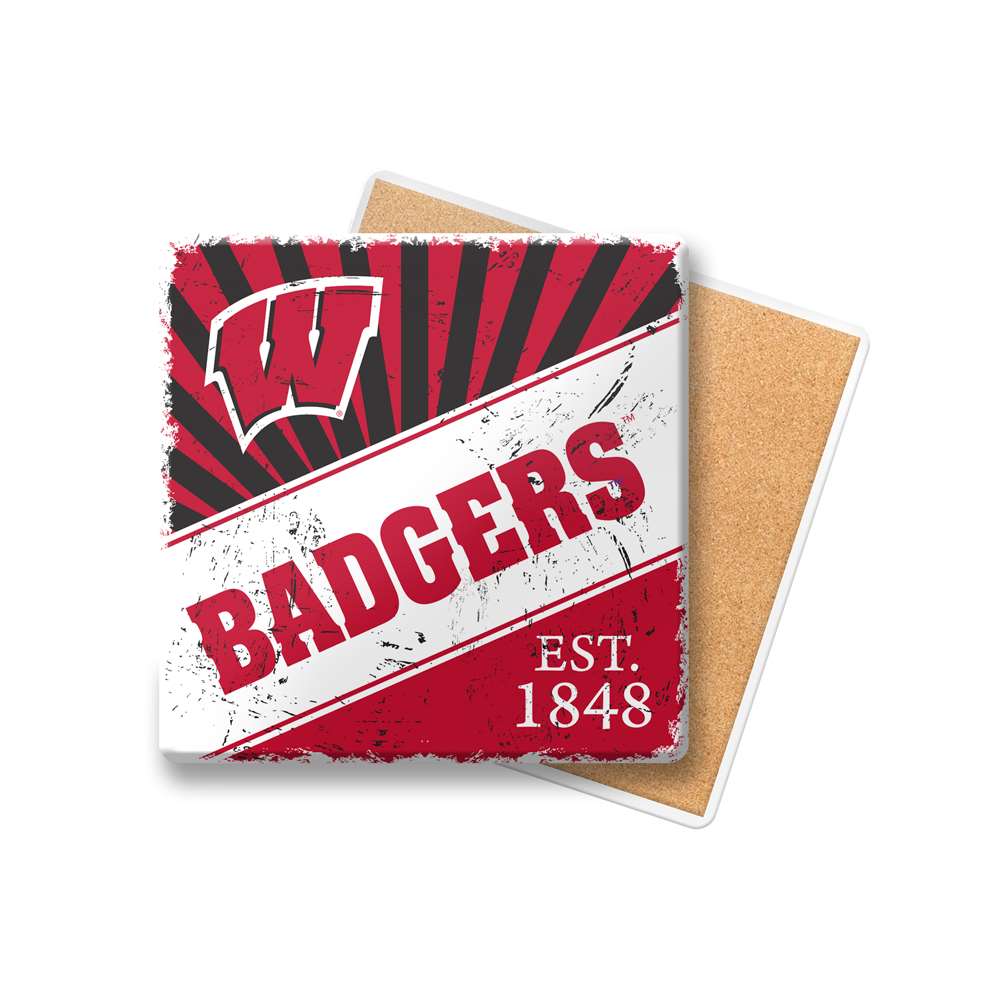 244-97SC-X4 NCAA Wisconsin Burst Ceramic Coaster