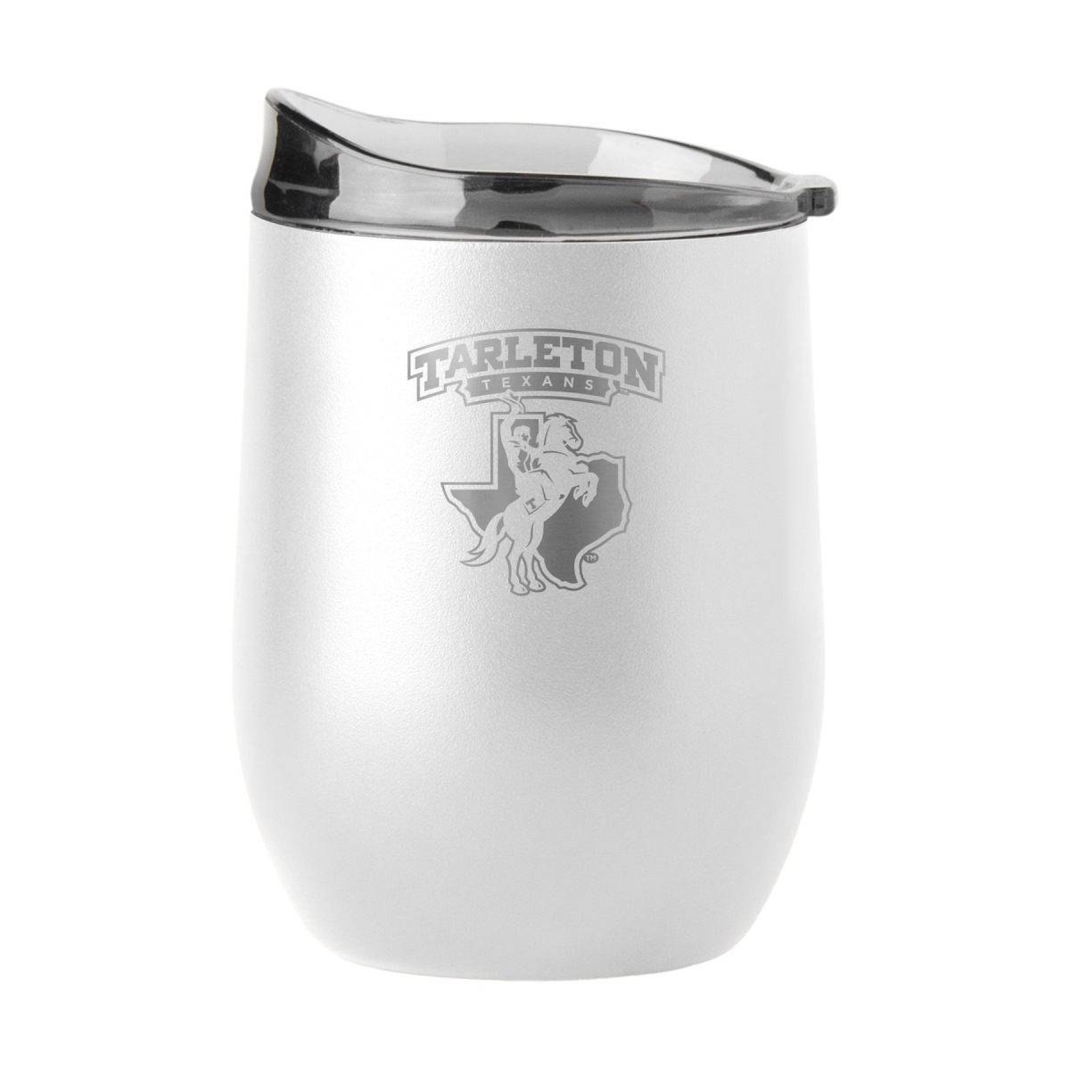 16 oz NCAA Tarleton State Gun Metal White Powder Coat Curved Beverage