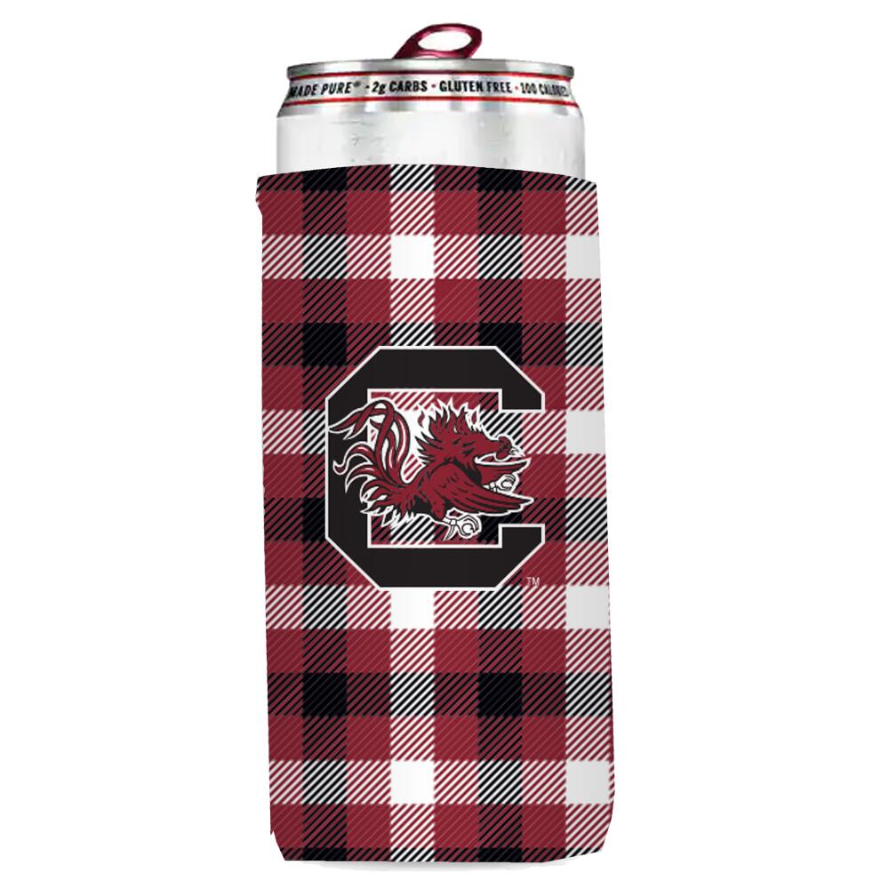 NCAA South Carolina Plaid Insulated Slim Can Sleeve