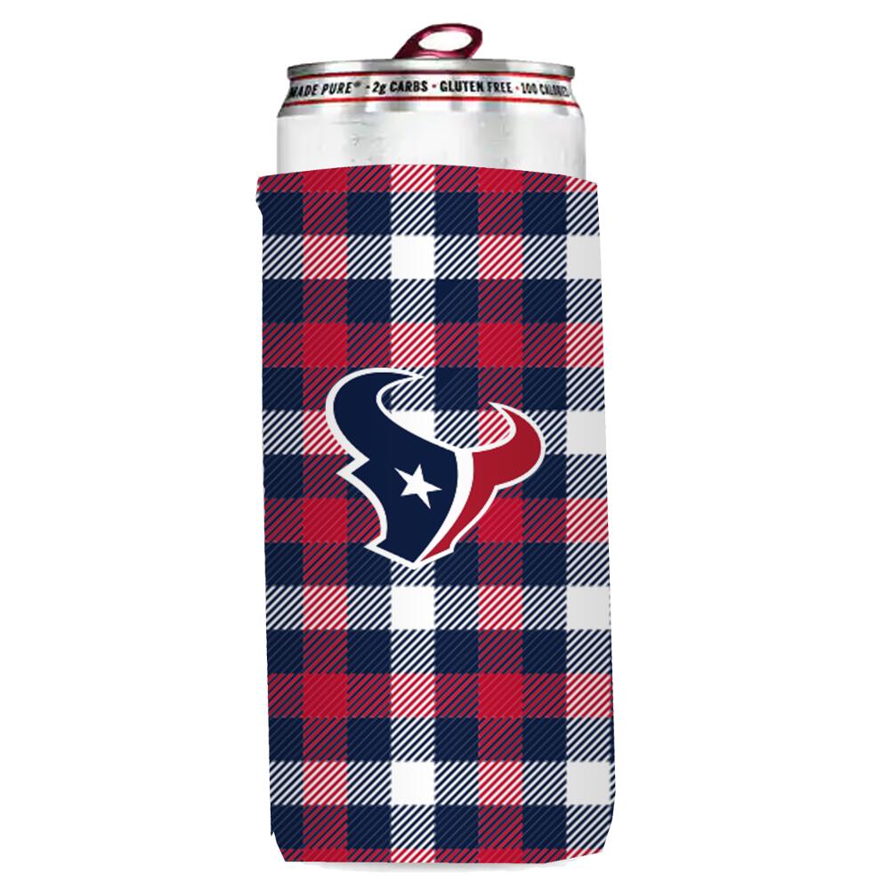 NFL Houston Texans Plaid Insulated Slim Can Sleeve