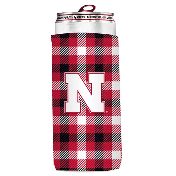 182-782 Nebraska Plaid Insulated Slim Can Sleeve
