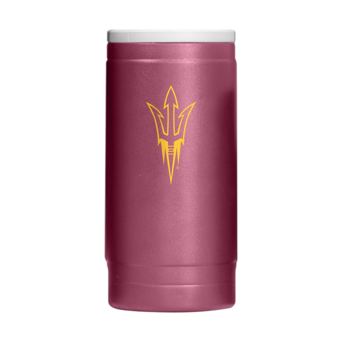 Picture of Logo Brands 107-S12PC-34 Arizona State University Flipside Powder Coat Slim Can Coolie