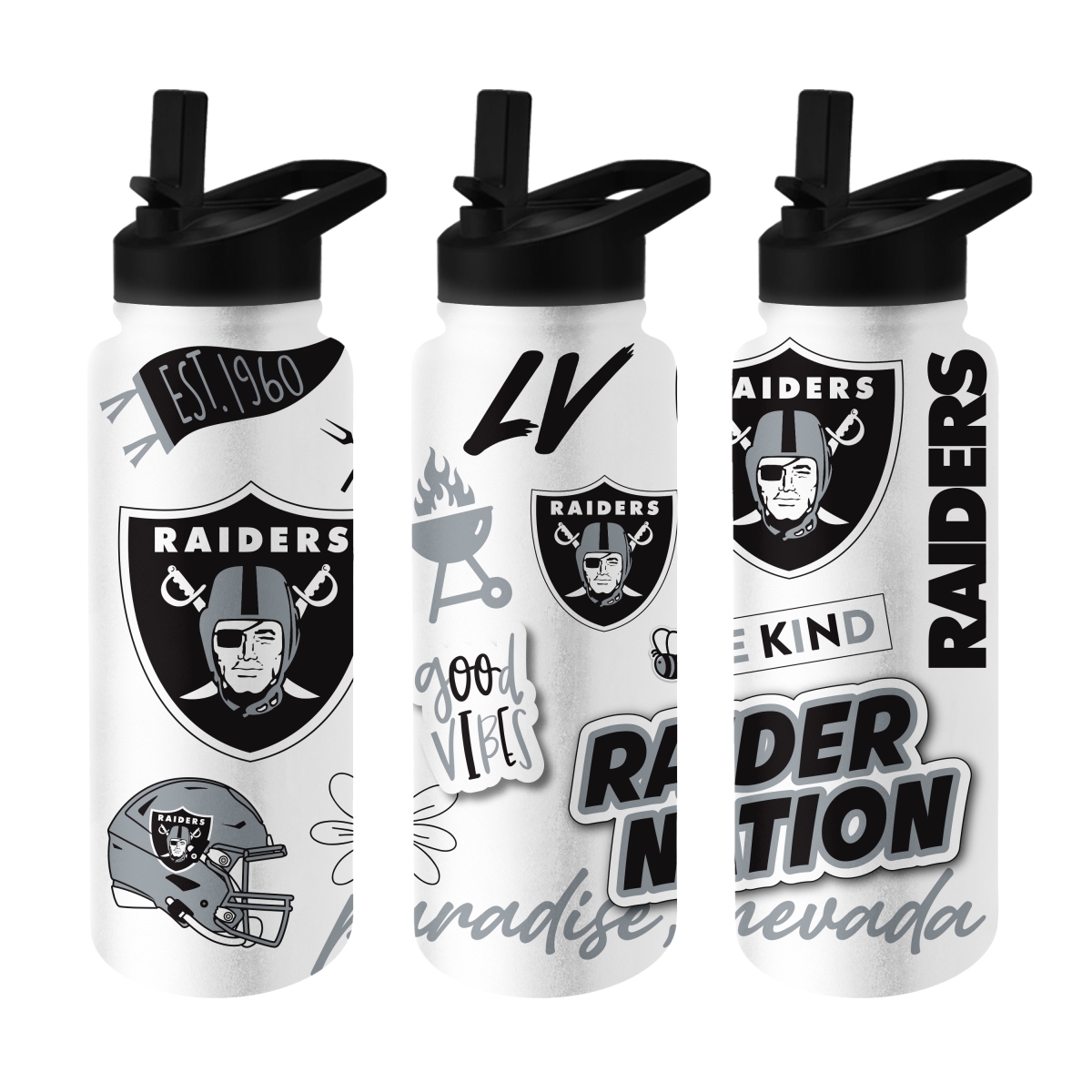 623-S34QB-63 34 oz Las Vegas Raiders Native Quencher Bottle