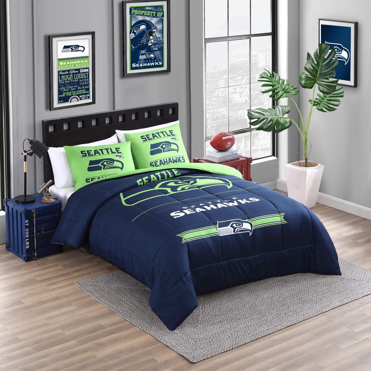 628-BCSFQ-B5 Full & Queen Size Seattle Seahawks Bedding Command Comforter Set