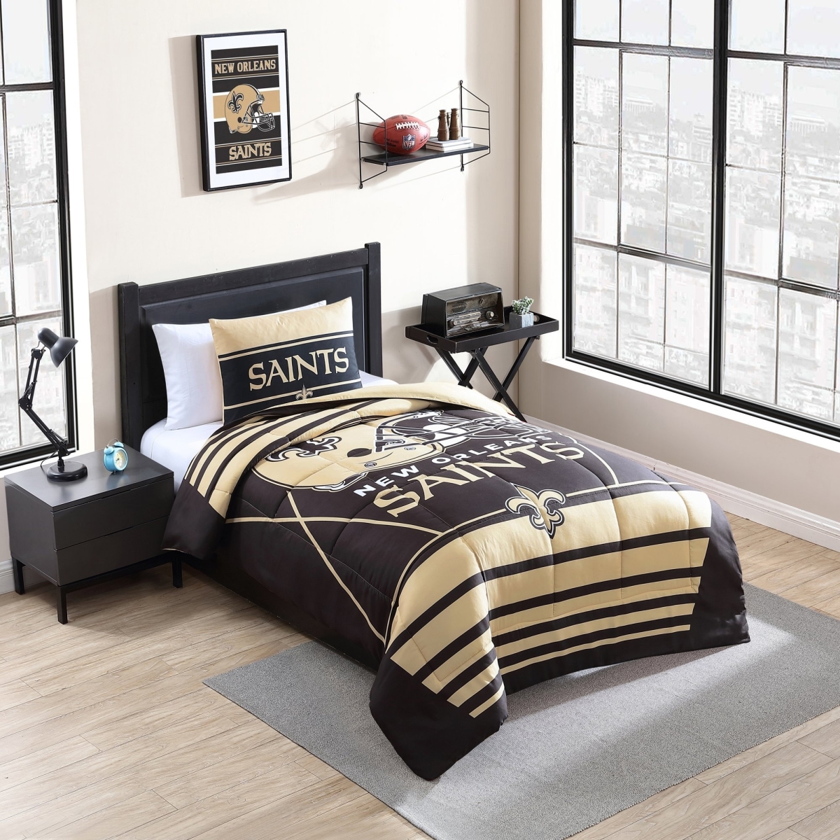 620-BCST-B2 Twin Size   Orleans Saints Crosser Bedding Comforter Set