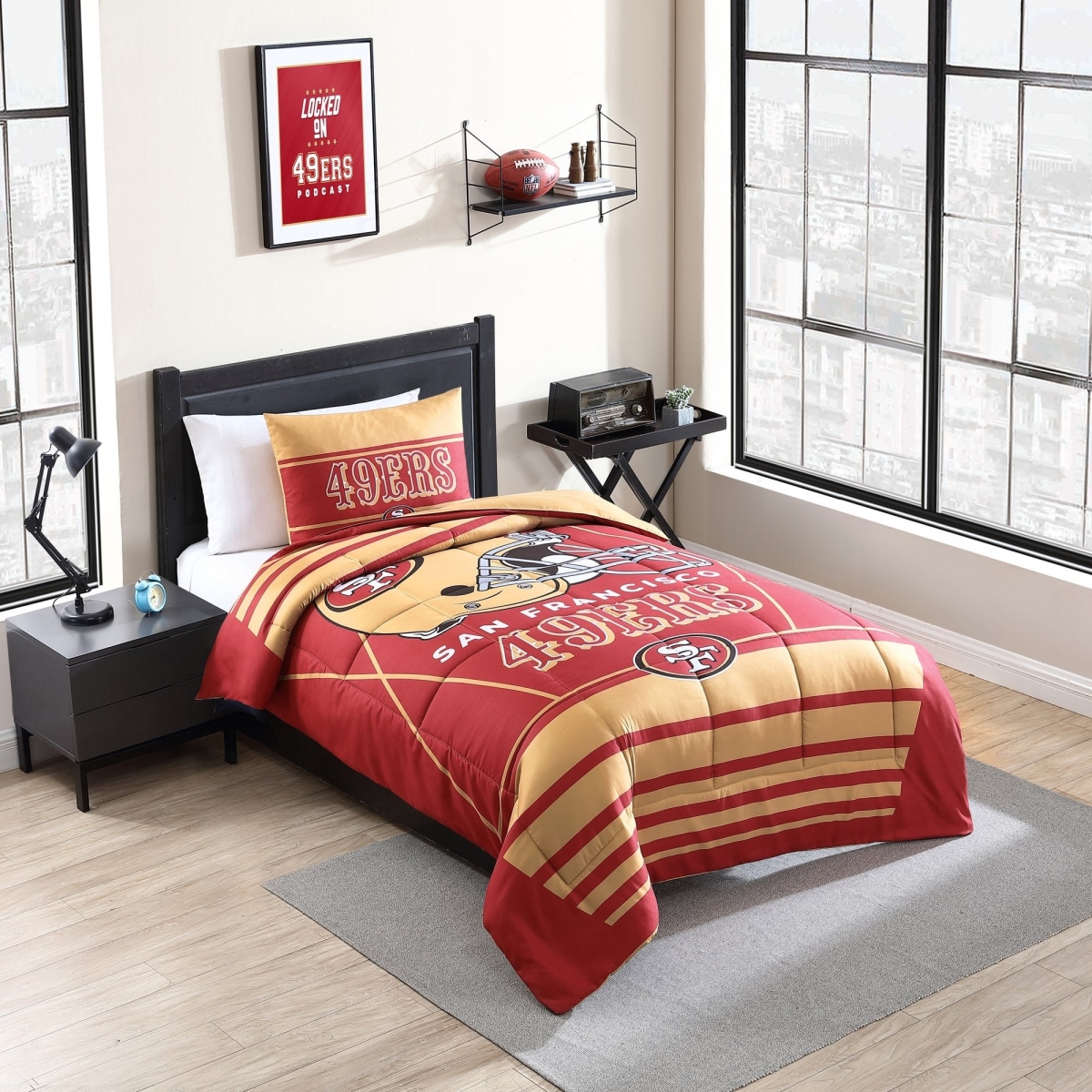627-BCST-B2 Twin Size San Francisco 49ers Crosser Bedding Comforter Set