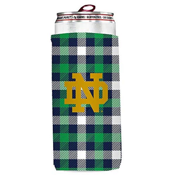190-782 NCAA Notre Dame Plaid Insulated Slim Can Sleeve