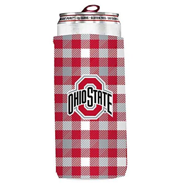 191-782 NCAA Ohio State Buckeyes Plaid Insulated Slim Can Sleeve
