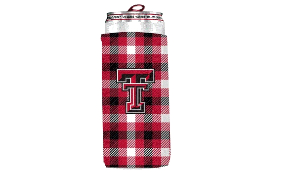 220-782 NCAA Texas Tech Red Raiders Plaid Insulated Slim Can Sleeve