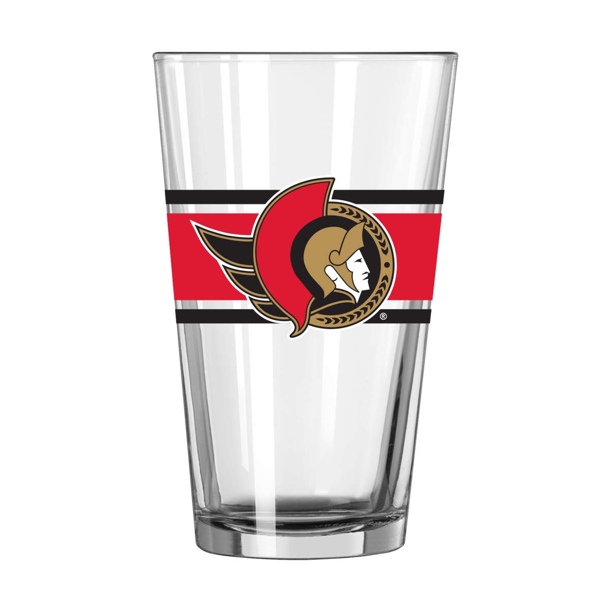 821-G16P-16 Ottawa Senators 16 oz Stripe Pint Glass