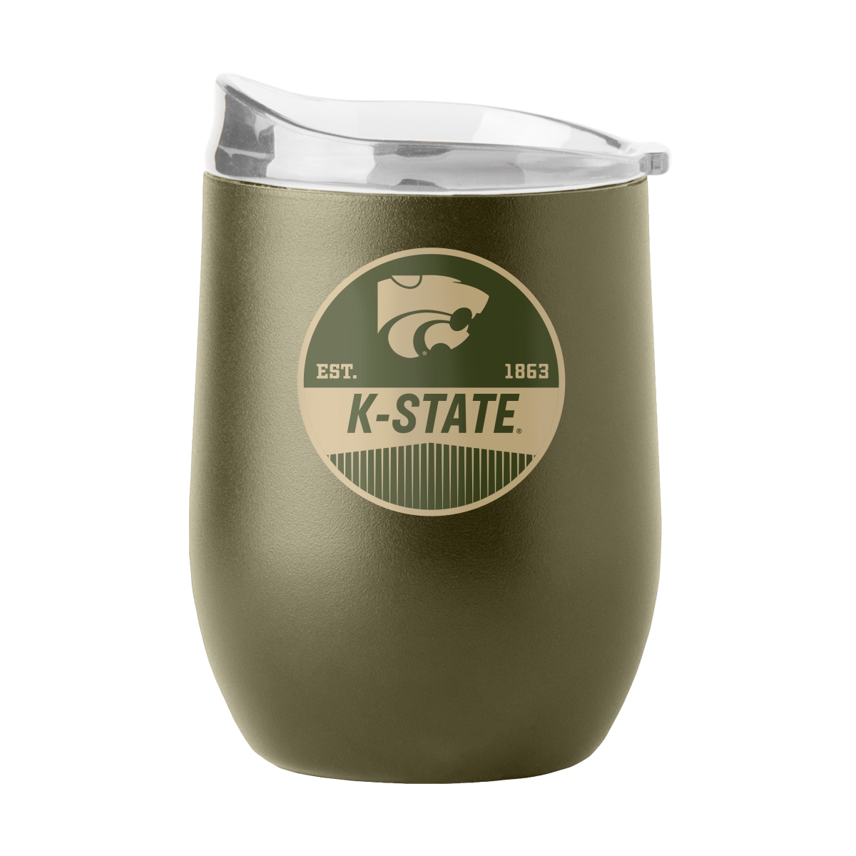 158-S16PB-OLV-47 Kansas State 16 oz Decal Powder Coat Curved Beverage
