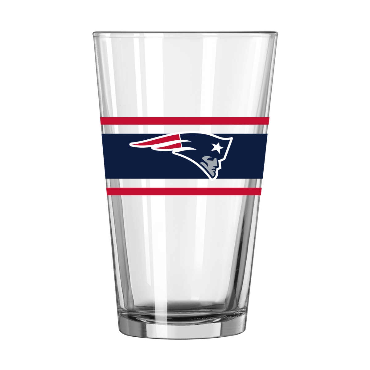 619-G16P-16 England Patriots 16 oz Stripe Pint Glass
