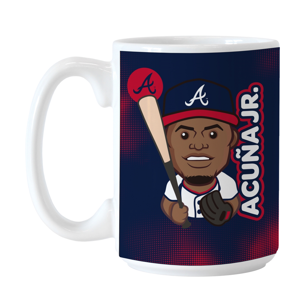 Picture of Logo Brands 503P-C15M-RAJC Atlanta Braves Ronald Acuna Jr Caricature 15 oz Sublimated Mug