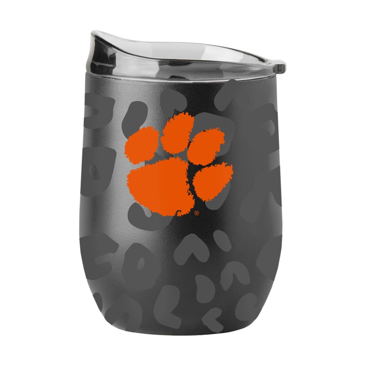123-S16PB-BLK-33 Clemson Leopard 16 oz Black Powdercoat Curved Beverage