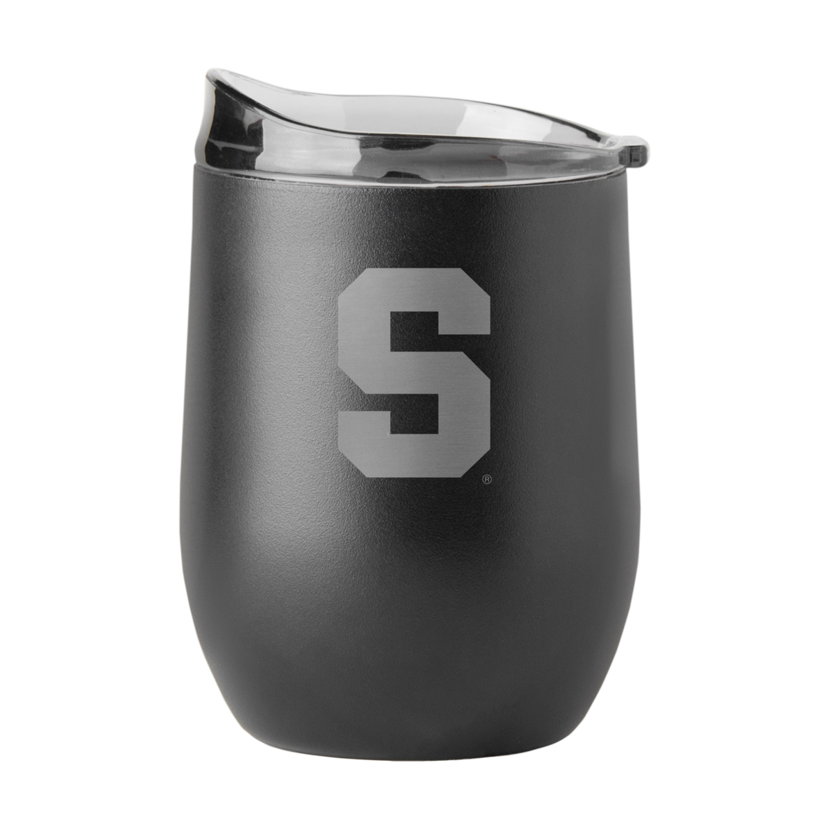 214-S16PB-BLK-9 Syracuse 16 oz Black Etched Powder Coat Curved Beverage