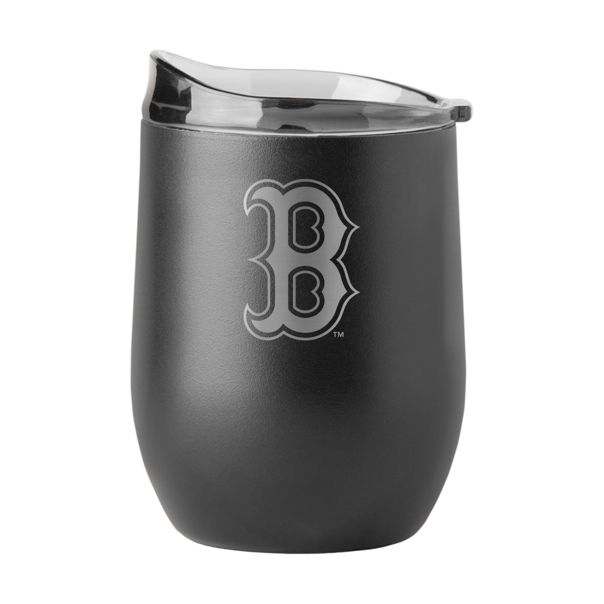 505-S16PB-BLK-9 Boston Red Sox 16 oz Black Etched Powder Coat Curved Beverage