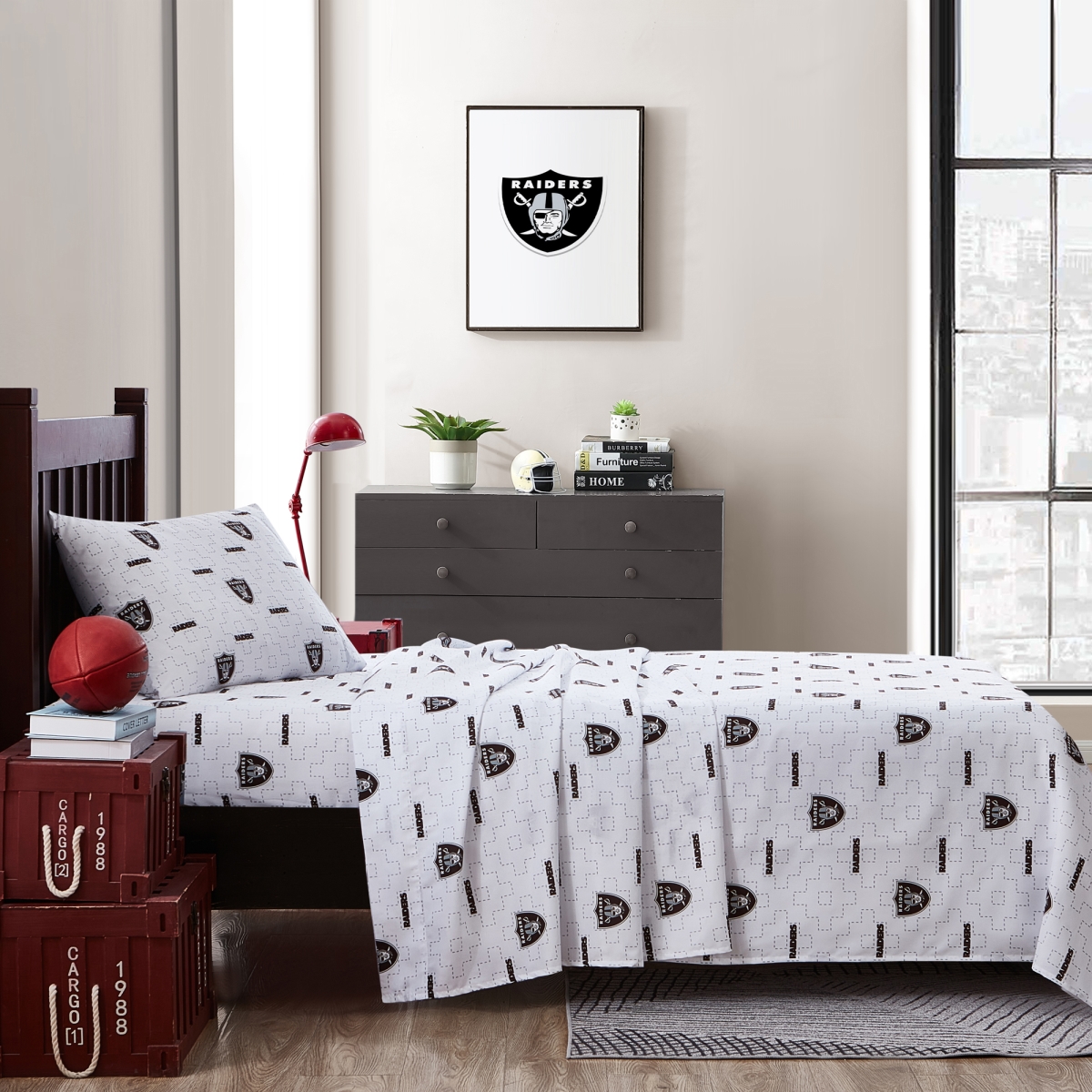 623-BSST-B3 Las Vegas Raiders Scatter Bedding Sheet Set Twin