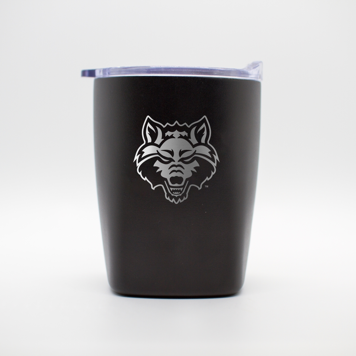Picture of Logo Brands 109-S14PR-BLK-9 Arkansas State 10 oz Black Etch Powdercoat Rocks Tumbler
