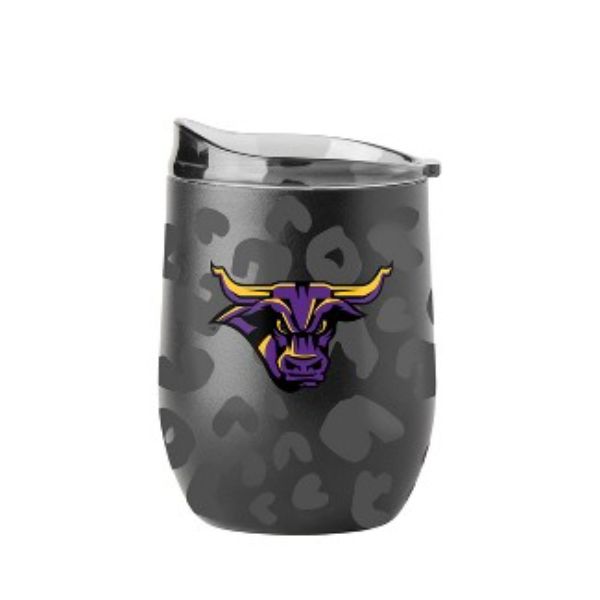 206-S16PB-BLK-33 16 oz NCAA Minnesota State Mavericks Leopard Black Powdercoat Curved Beverage Can