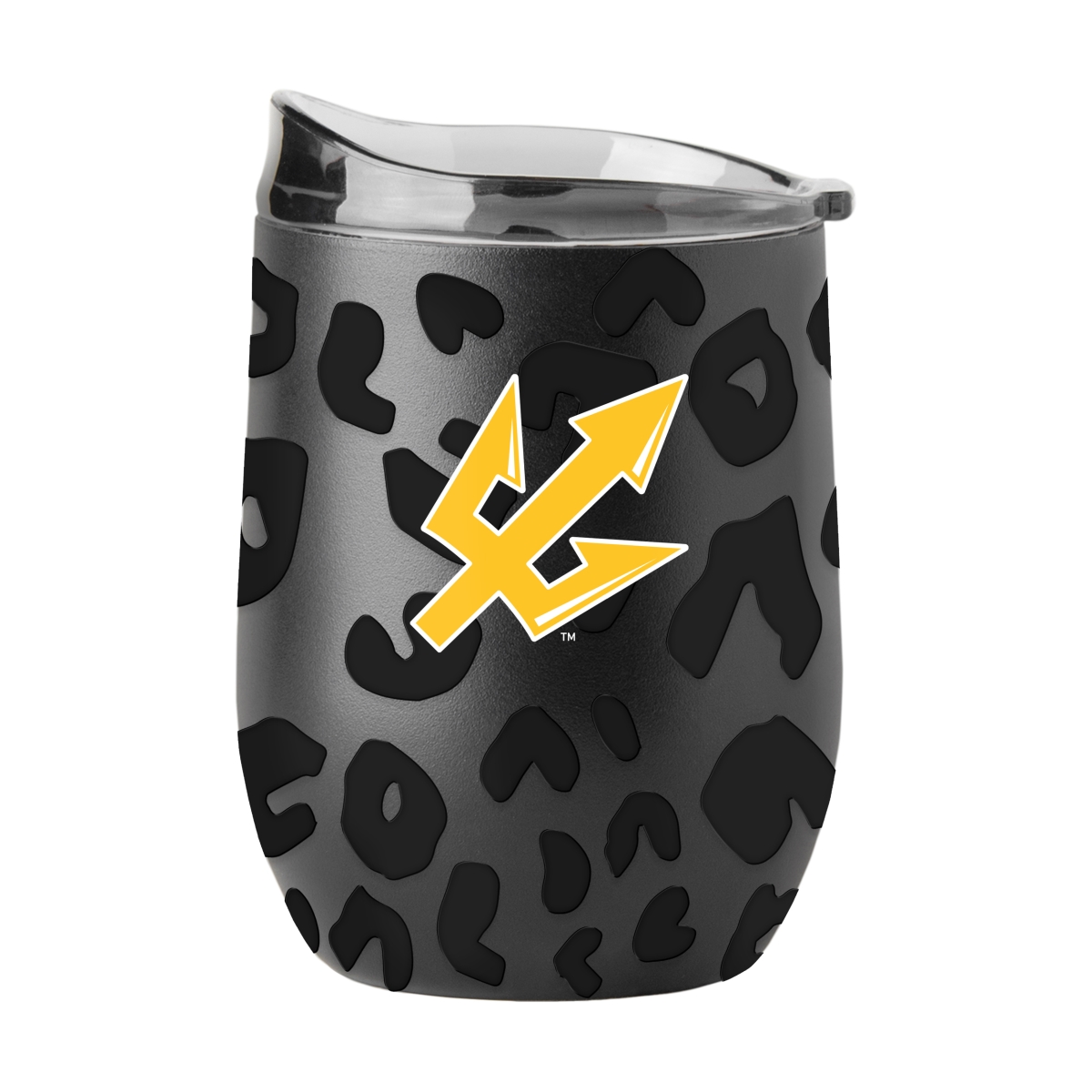 1079-S16PB-BLK-33 UC San Diego 16 oz Leopard Powdercoat Curved Beverage