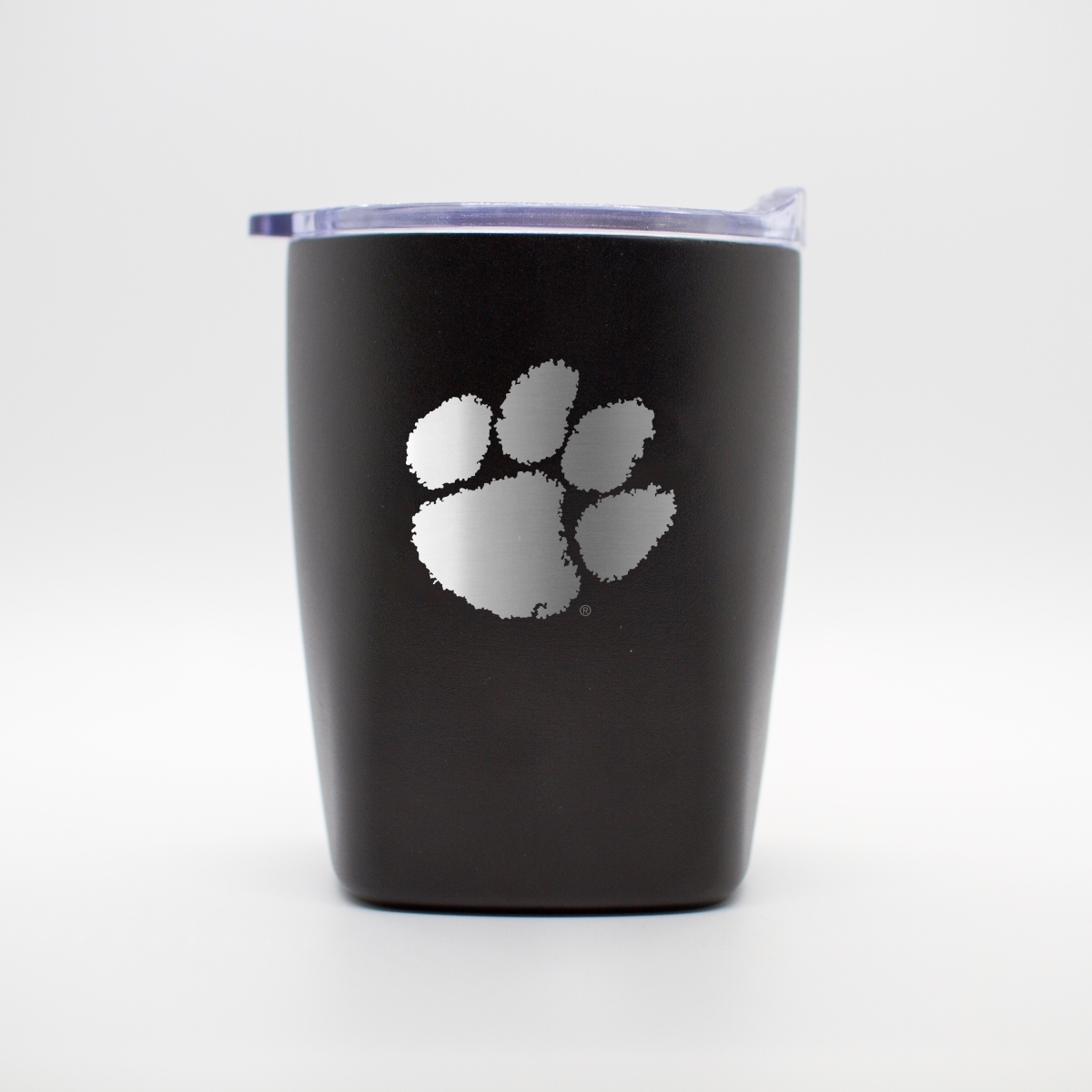Picture of Logo Brands 123-S14PR-BLK-9 Clemson Tigers 10 oz Etch Black Powder Coat Rocks Tumbler