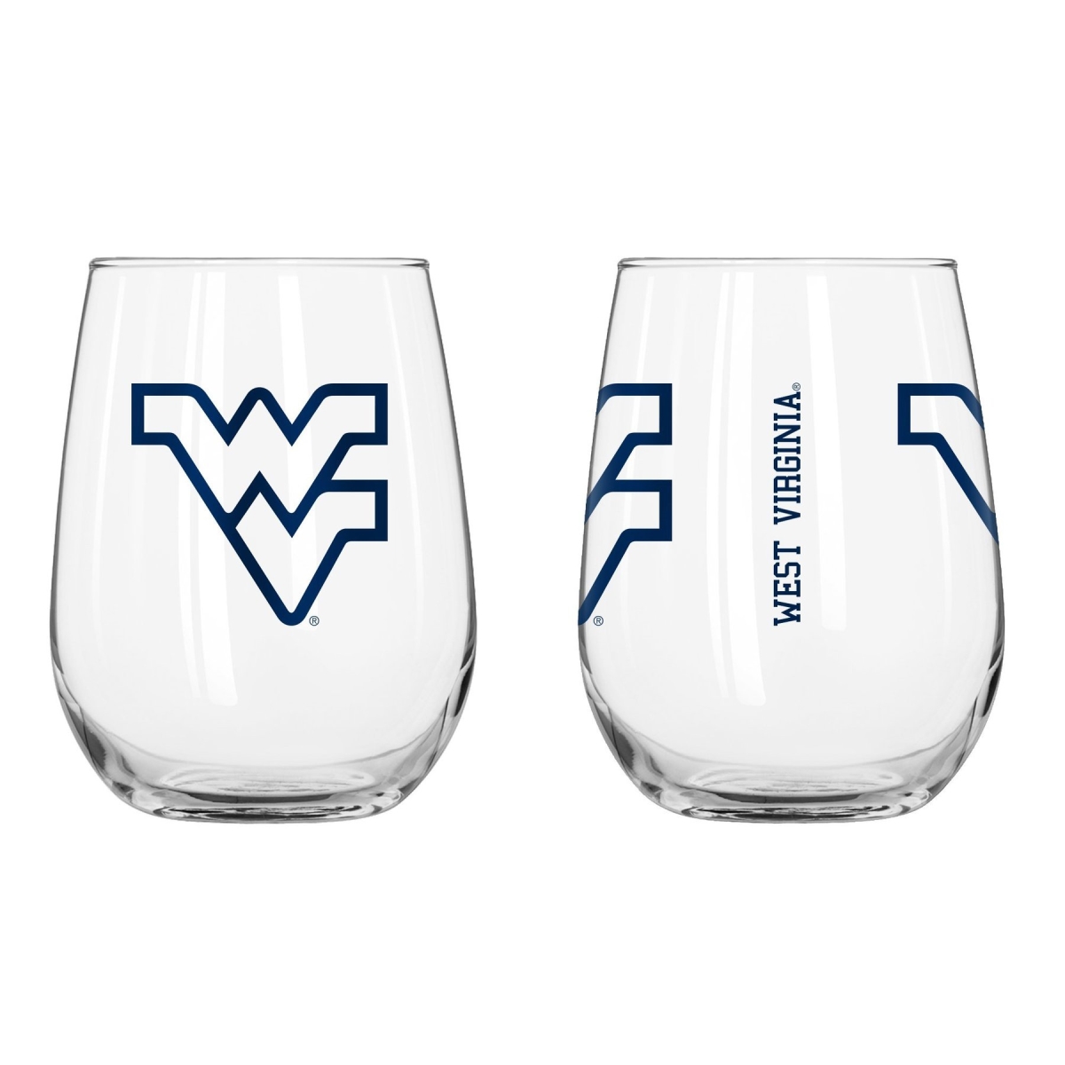 Picture of Logo Chair 239-G16CB-1 16 oz NCAA West Virginia Mountaineers Gameday Curved Beverage Glass