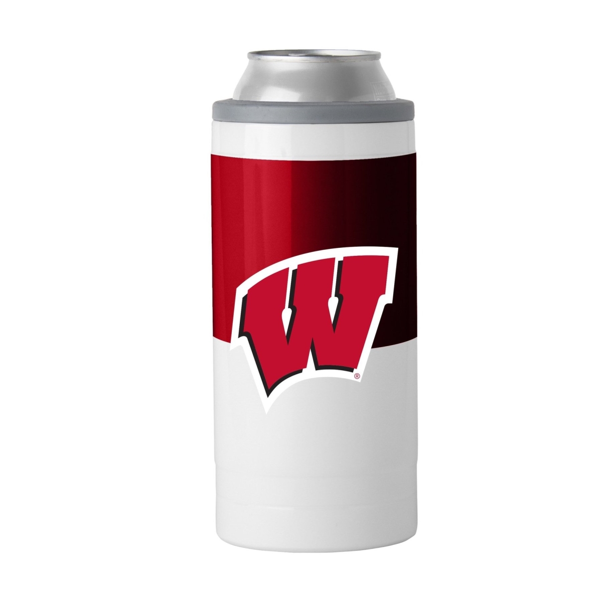 Picture of Logo Chair 244-S12C-11 12 oz NCAA Wisconsin Badgers Colorblock Slim Can Coolie