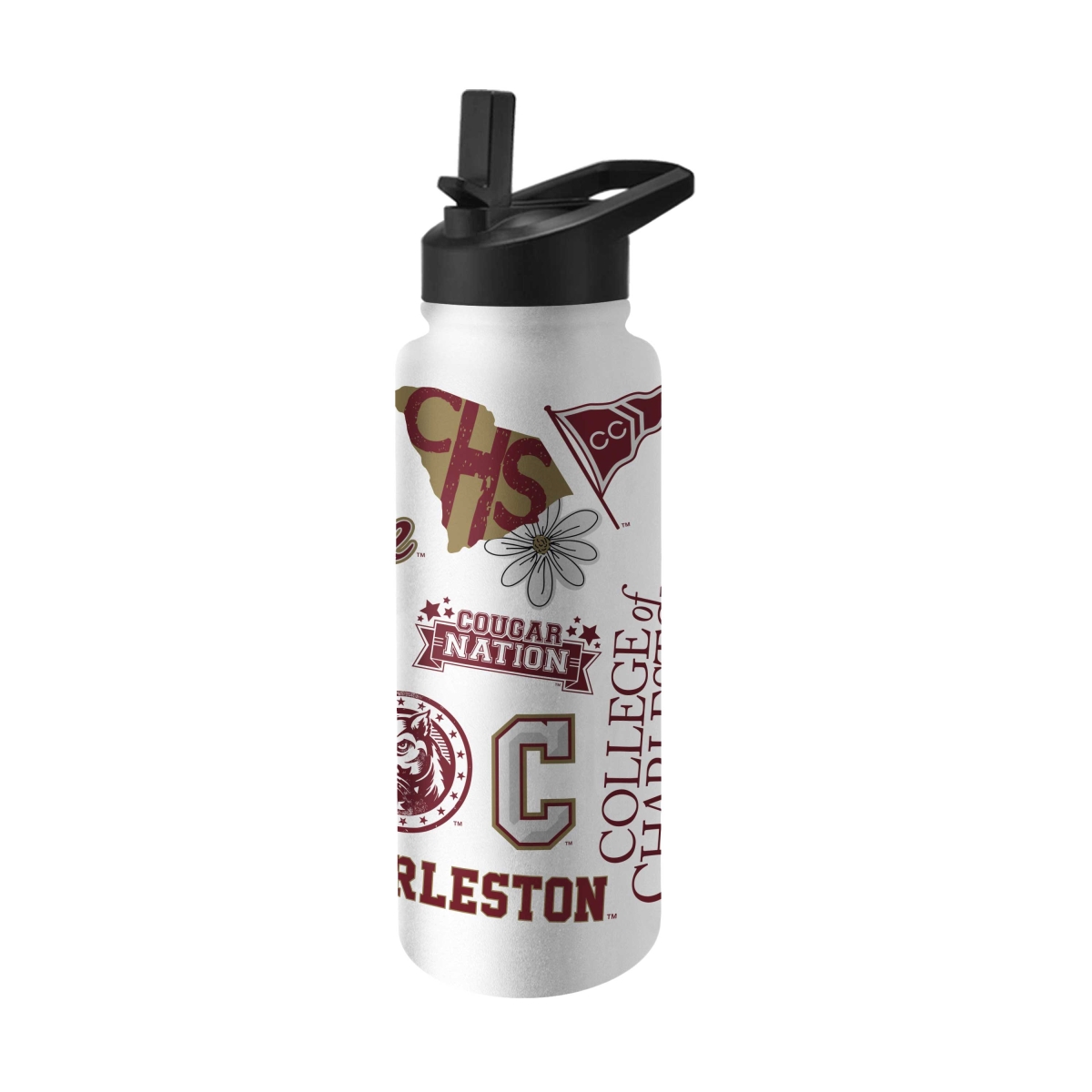 Picture of Logo Brands 125-S34QB-63 34 oz College of Charleston Native Quencher Bottle
