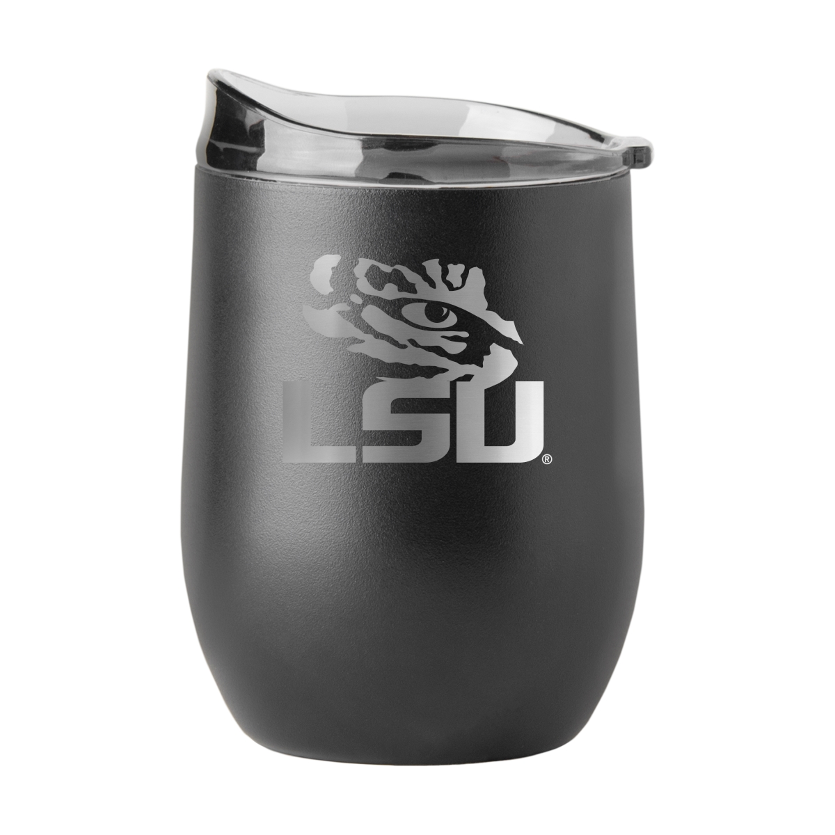162-S16PB-BLK-9 LSU 16 oz Etched Black Powder Coat Curved Beverage