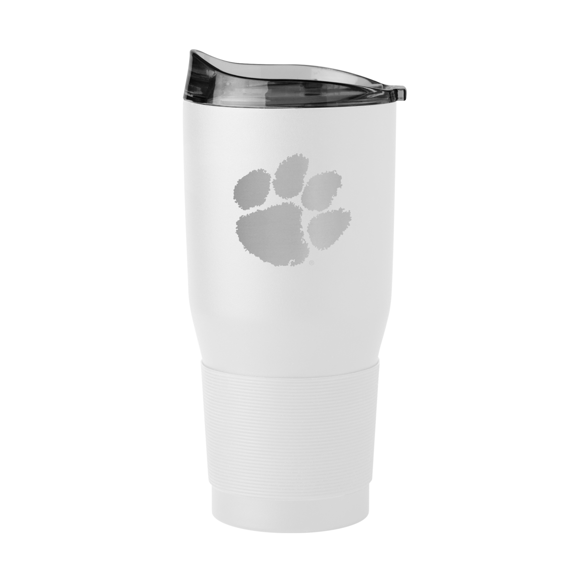 Picture of Logo Brands 123-S30PT-WHT-9 Clemson 30 oz White Etched Powder Coat Tumbler