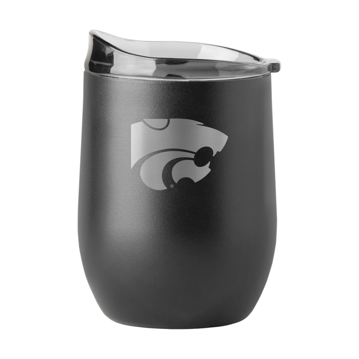 158-S16PB-BLK-9 Kansas State 16 oz Black Etch Powder Coat Curved Beverage