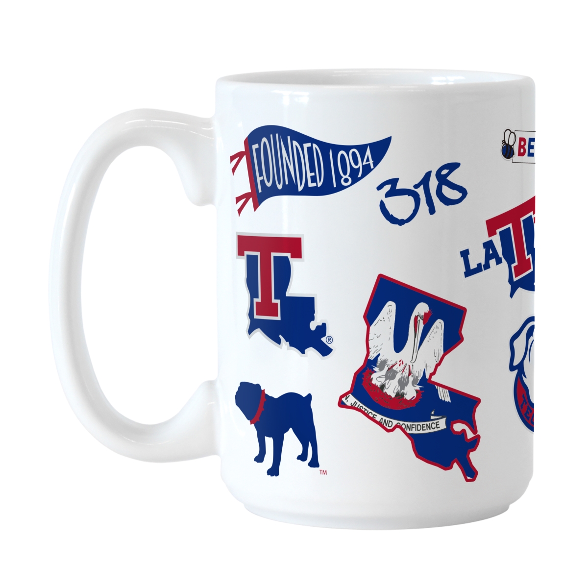 163-C15M-63 Louisiana Tech 15 oz Native Sublimated Mug
