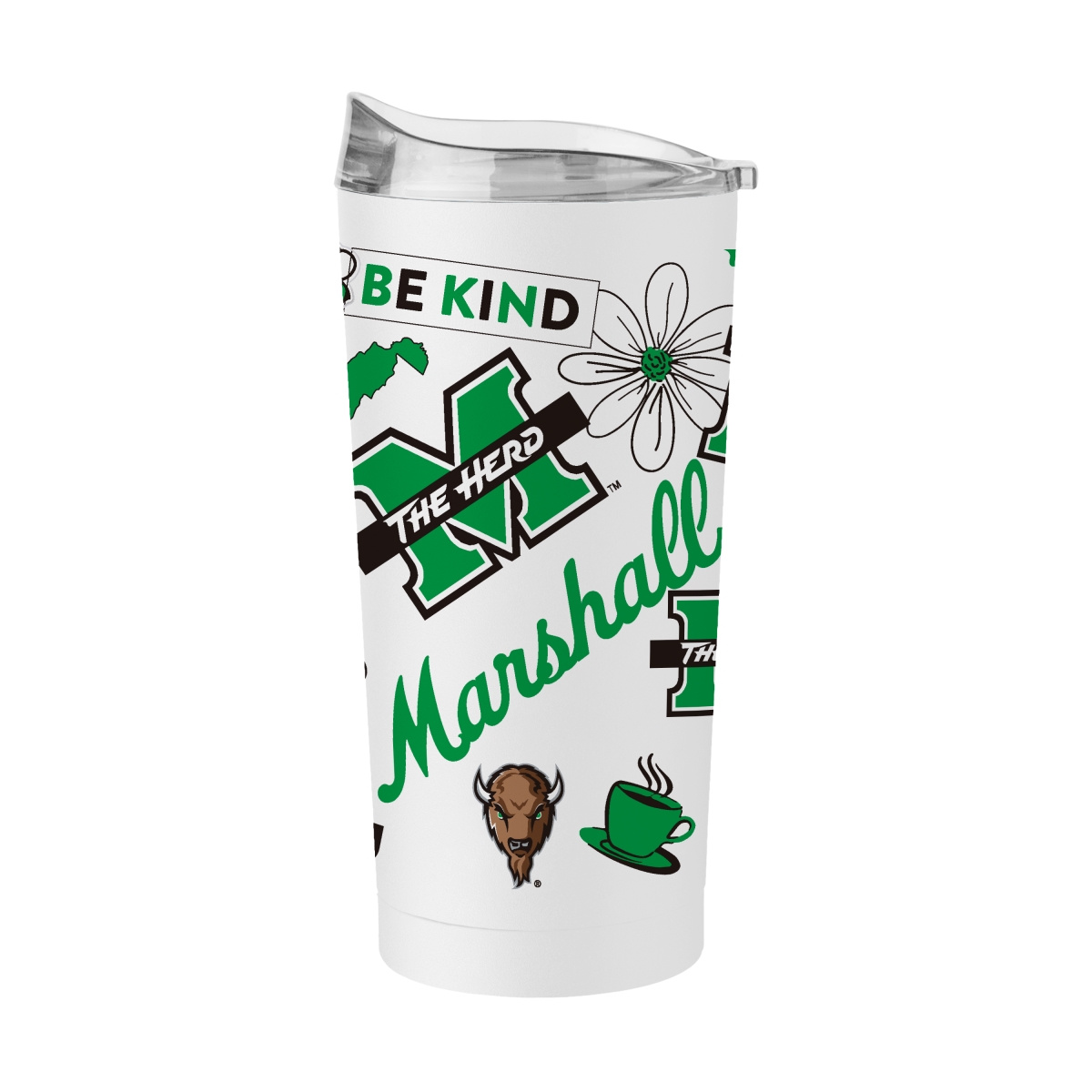 166-S20PT-63 Marshall Thundering Herd 20 oz Native Powder Coat Tumbler