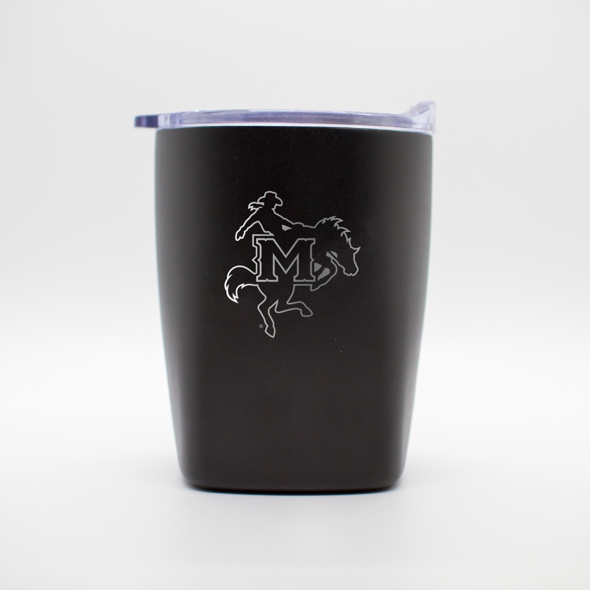 180-S14PR-BLK-9 McNeese State 10 oz Black Etch Powdercoat Rocks Tumbler