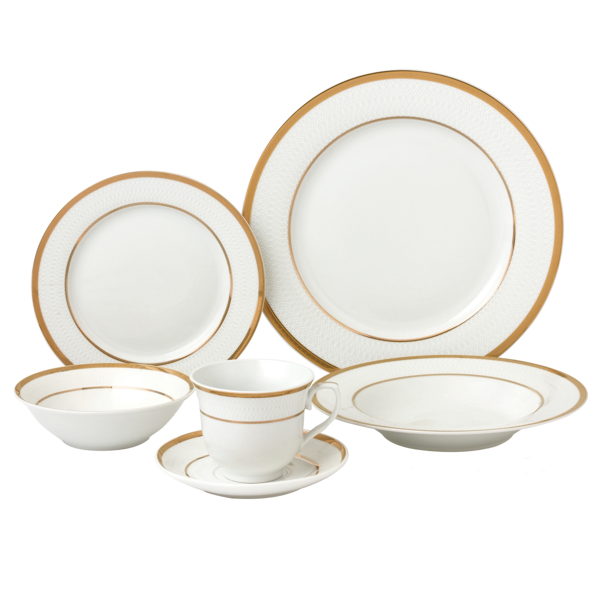 Picture of Lorenzo Import LH431 24 Piece Porcelain Dinnerware Service, Gold - for 4 Josephine