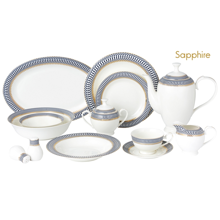 Picture of Lorenzo Import Sapphire-57 57 Piece Dinnerware Set & Bone China Service for 8 People - Sapphire