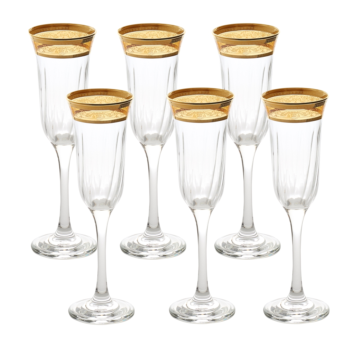 Picture of Lorenzo Import 9438 Flute Melania Collection Amber - Set of 6