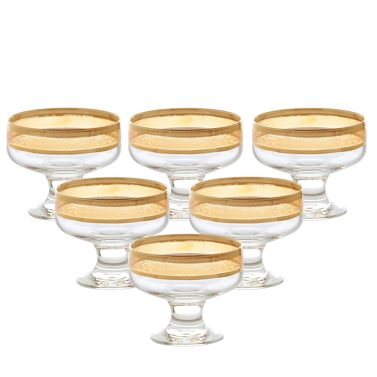 Picture of Lorenzo Import 9442 Pedastal Bowls Melania Collection Amber - Set of 6