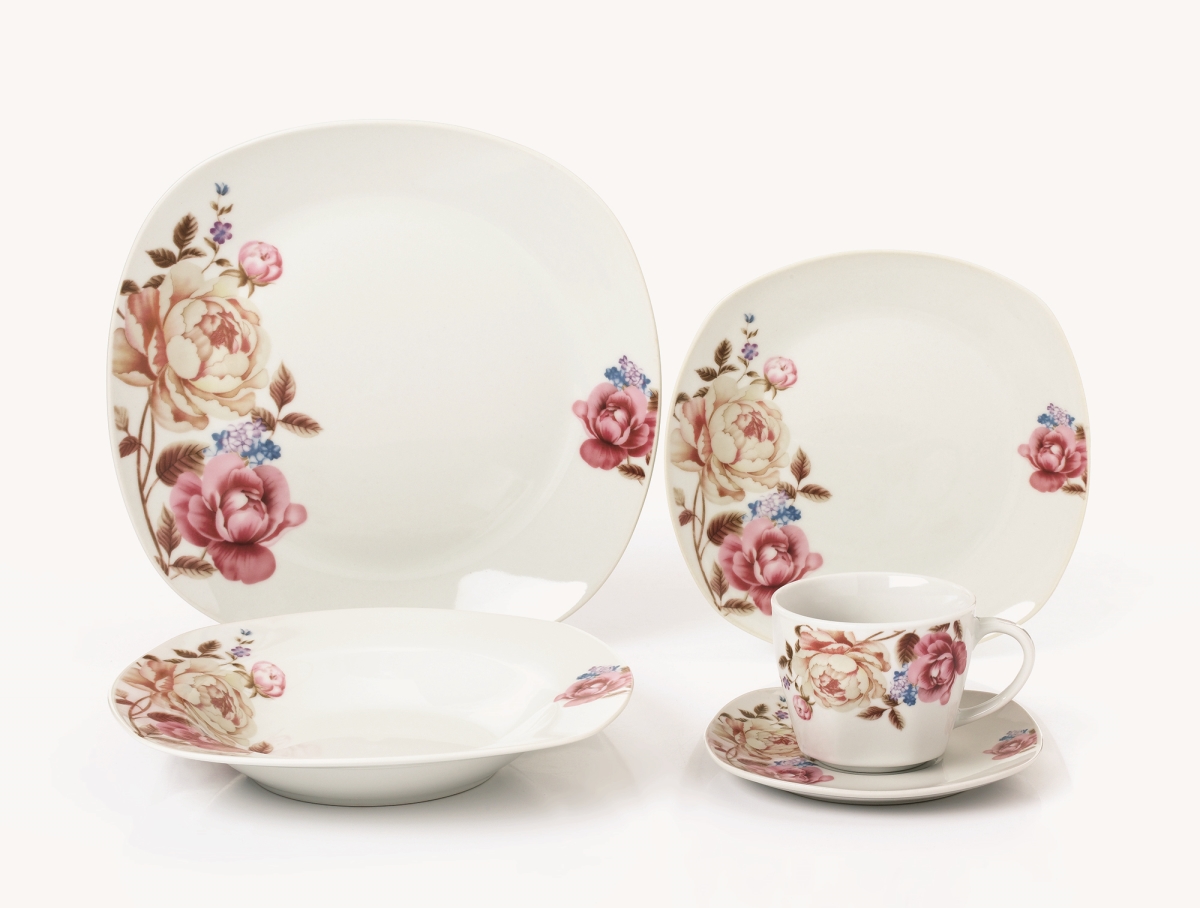 Picture of Lorren Home Trends LH428 20 Piece Floral Porcelain Square Dinnerware Set, Service for 4